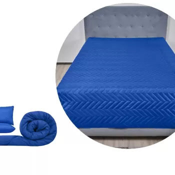 Pachet 1 Set SomnART gama Coral, Pilota 200x220 cm si 2 perne 50x70 cm + Cuvertura Microfibra, 210x240, Ultramarin imagine