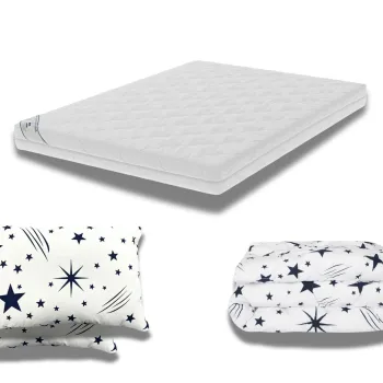 Pachet Promo: Saltea HypoallergenicMed PolyCotton 180x200x16 + Pilota bumbac Stelute 200x220 + 2 Perne bumbac Stelute 50x70 imagine