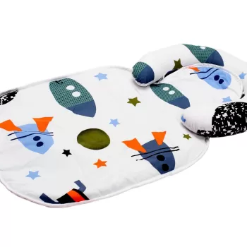 Paturica impermeabila cu tetiera detasabila model rachete imagine