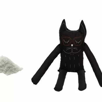 Perna in forma de pisica SomnArt, bumbac, umplutura sare, Negru imagine