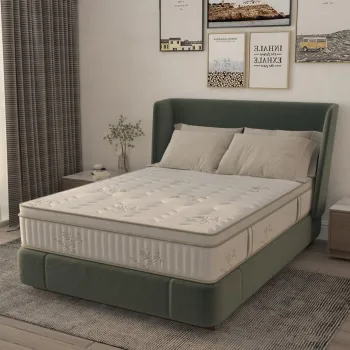 Saltea cu memorie si arcuri Bambus Super Confort Pocket Multilayer 90x200, inaltime 25 cm, husa matlasata, sistem 3D, manere, fermitate medie imagine