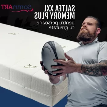 Saltea cu memorie Somnart XXL Memory Plus 140x200, inaltime 25 cm, pentru persoane supraponderale, husa Aloe Vera detasabila, rulata, fermitate mare imagine