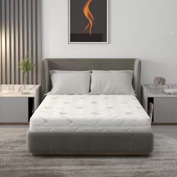 Saltea cu spuma poliuretanica Confort 4Family Aloe Vera 100x200 Somnart, inaltime 14 cm, husa lavabila si detasabila cu fermoar, fermitate medie imagine