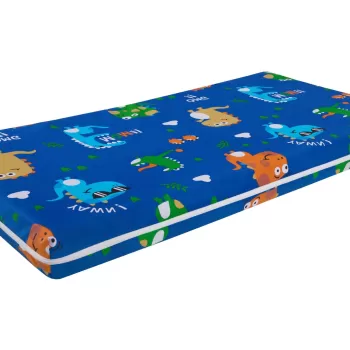 Saltea cu spuma poliuretanica Somnart Ortopedica 60x120, inaltime 10 cm, pentru bebelusi si copii, husa impermeabila, fermitate medie, model dinozauri imagine