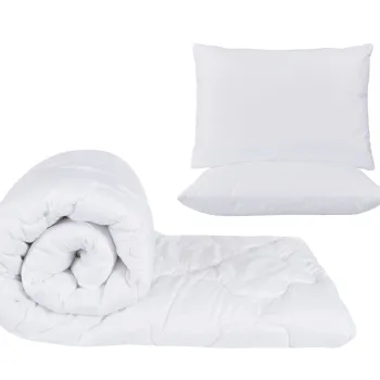 Set alb, pilota 180x200cm 200gsm + 2 perne albe nematlasate 50x70cm imagine