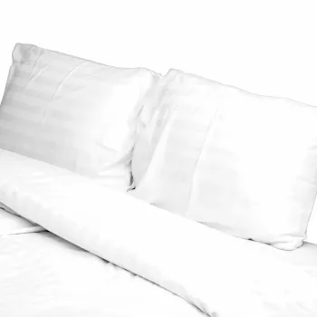 Set lenjerie de pat alba pentru 2 persoane XXL, Bumbac Damasc 100%, 4 piese, Cearceaf pat 260x260, Cearceaf pilota 220x200, Fete de perne 50x70 x 2 imagine