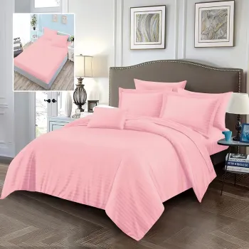 Set lenjerie de pat pentru 2 persoane XXL, Bumbac Damasc Policotton, 6 piese, Cearceaf pat cu elastic, Cearceaf pilota 200x230, Fete de perne 50x70 x 2, Fete de perne 70x70 x 2, 6DPH10 imagine