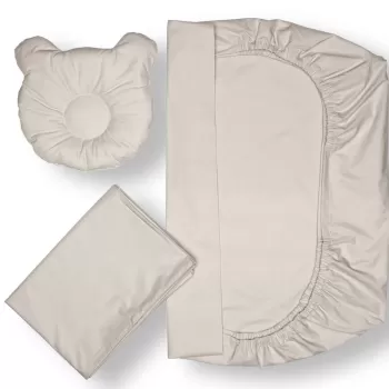 Set lenjerie patut + pernuta pentru formarea capului bebelusului SomnArt, bumbac egiptean, 60x120 cm, Gri deschis imagine