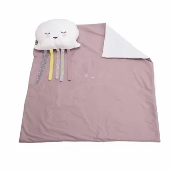 Set paturica 100x110 cm brodata + perna Meduza Roz imagine