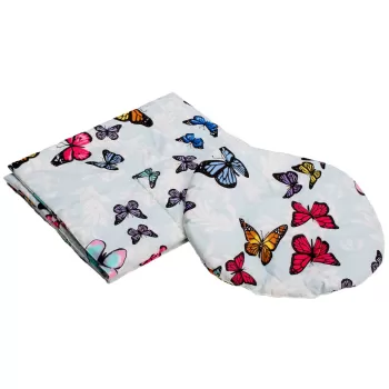 Set paturica + pernuta pentru formarea capului bebelusului SomnArt, model fluturas, Bleu imagine