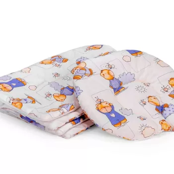 Set paturica + pernuta pentru formarea capului bebelusului SomnArt, model ursuleti, Alb/Albastru imagine