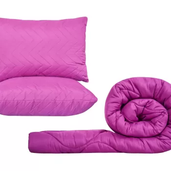 Set pilota 180x200cm, 250gsm + 2 perne UNI matlasate 50x70cm, mov imagine