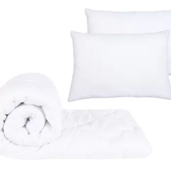 Set pilota microfibra alba, matlasata, 180x200 + 2 perne albe nematlasate 50x70 imagine