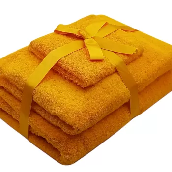 Set prosoape 3 piese 500 gsm (fata, maini, corp) Galben, SomnART imagine