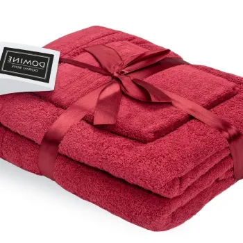 Set prosoape bumbac Domine 600gsm de fata 50x90 cm + de corp 70x140 + de maini 30x50 cm, bordeaux imagine