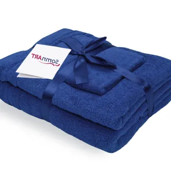 Set prosoape bumbac Somnart, 600gsm, de fata 50x90 cm + de corp 70x140 + de maini 30x50 cm - albastru imagine