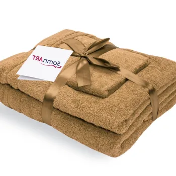 Set prosoape bumbac Somnart, 600gsm, de fata 50x90 cm + de corp 70x140 + de maini 30x50 cm - bej imagine