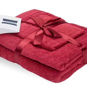 Set prosoape bumbac Somnart, 600gsm, de fata 50x90 cm + de corp 70x140 + de maini 30x50 cm - bordeaux imagine