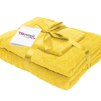 Set prosoape bumbac Somnart, 600gsm, de fata 50x90 cm + de corp 70x140 + de maini 30x50 cm - galben imagine