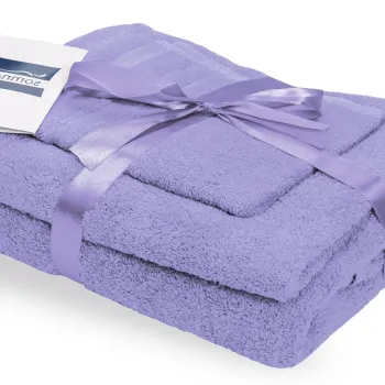 Set prosoape bumbac Somnart 600gsm de fata 50x90 cm + de corp 70x140 + de maini 30x50 cm, lila imagine