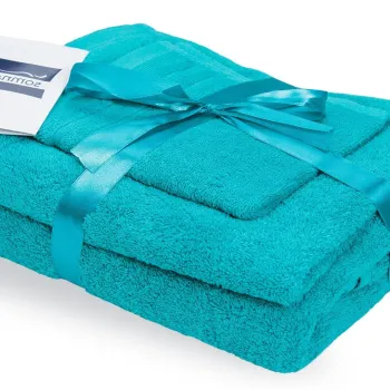 Set prosoape bumbac Somnart 600gsm de fata 50x90 cm + de corp 70x140 + de maini 30x50 cm, turcoaz imagine