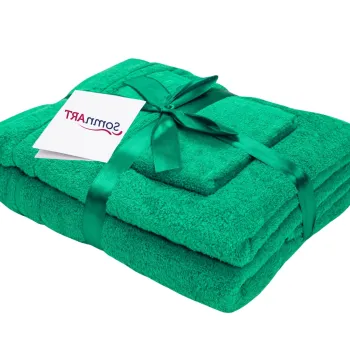 Set prosoape bumbac Somnart, 600gsm, de fata 50x90 cm + de corp 70x140 + de maini 30x50 cm - verde imagine