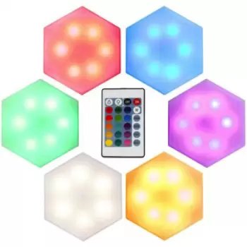 2 x Set 3 Lampi modulare Hexagon RGB cu telecomanda si senzor tactil imagine