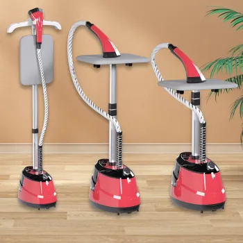 Aparat de Calcat cu Abur Vertical, 200W, Profesional, Portabil, cu Masa de Calcat - Rosu imagine