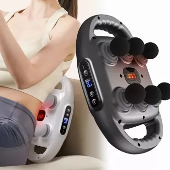 Aparat de masaj cu 6 capete, functionare silentioasa, ecran LED, alb imagine