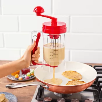 Aparat manual pentru amestecarea aluatului, cu dozator pentru clatite si prajituri imagine