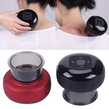 Aparat Masaj Vacuum Electric, Imbunatateste circulatia sanguina, 12 niveluri Lumina Rosie si Presiune Negativa, Negru imagine