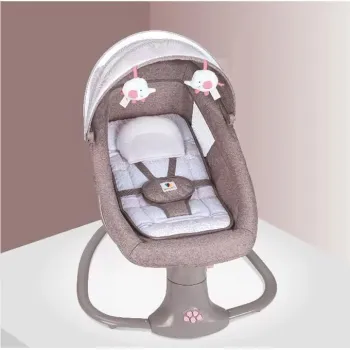 Balansoar copii 3 in 1, Electric, cu Plasa Tantari, Perna Detasabila, Jucarii, USB, Bluetooth, Telecomanda, 0-3 ani, Gri imagine