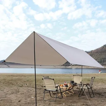 Baldachin tip cort umbrar impermeabil, protectie UV, 2 stalpi metalici, gri imagine