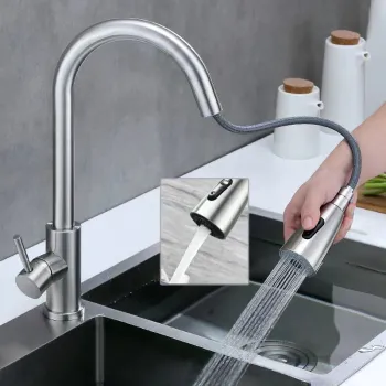 Baterie bucatarie cu dus extractibil, rotire 360 grade si 2 moduri de curgere imagine