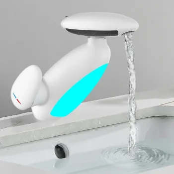 Baterie Chiuveta Baie Premium, 4 Tipuri de Jet, Cap Retractabil, Iluminare LED, Control Inteligent al Apei, Cartus Ceramic imagine