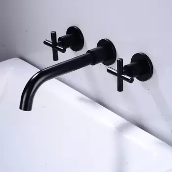 Baterie incastrata pentru lavoar, din alama, negru sau auriu mat imagine