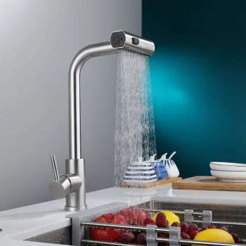 Baterie pentru bucatarie cu cap extractibil, functie dus si 3 moduri de curgere imagine