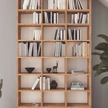 Biblioteca cu rafturi multiple design original, etajera carti 80 x 180 cm, design asimetric element de accent decorativ, PAL melaminat 18 mm clasa E1 margini finisate, stil modern artistic pentru living sau birou imagine