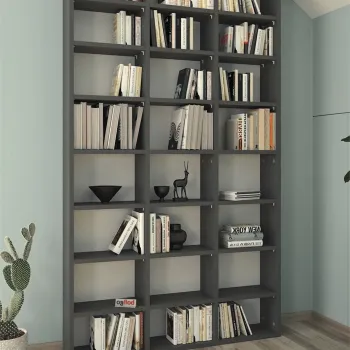 Biblioteca cu rafturi multiple design original, etajera carti 80 x 180 cm, design asimetric element de accent decorativ, PAL melaminat 18 mm clasa E1 margini finisate, stil modern artistic pentru living sau birou imagine