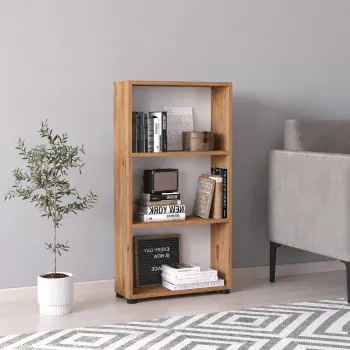 Biblioteca din PAL 55,3x20x106,2 cm, cu 3 rafturi, pentru carti si decoratiuni imagine