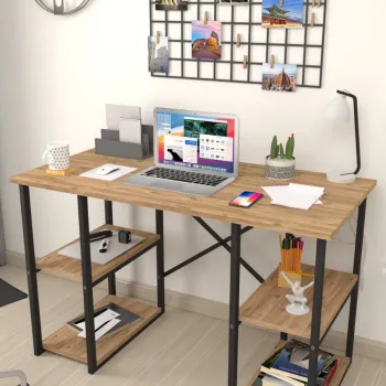 Birou cu 4 rafturi, masa pentru calculator, 120 x 60 x 73,8 cm imagine