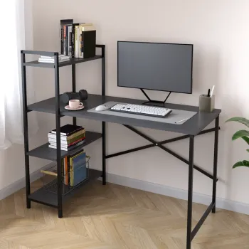Birou  din PAL cu rafturi laterale, structura metalica, 119 x 55,6 x 110,3 cm imagine
