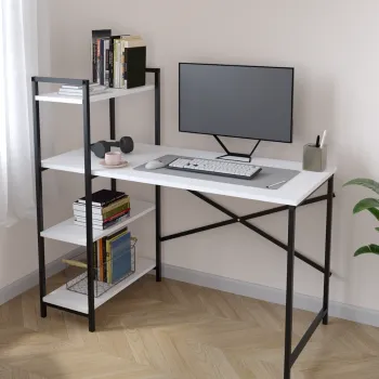 Birou  din PAL cu rafturi laterale, structura metalica, 119 x 55,6 x 110,3 cm imagine