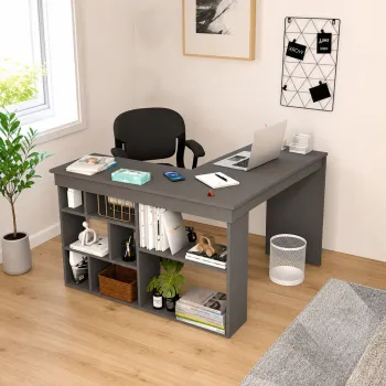 Birou modern cu rafturi laterale, PAL 18 mm, 120 x 40 x 73,5 cm imagine