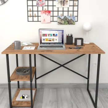 Birou modern cu rafturi laterale - PAL 18 mm, stil elegant, 120x60x75 cm imagine