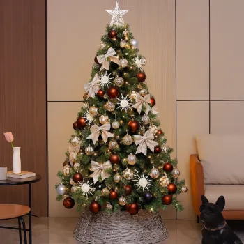 Brad artificial de Craciun decorat, luxos, cu 450 de ramuri dese, 150cm-180cm imagine