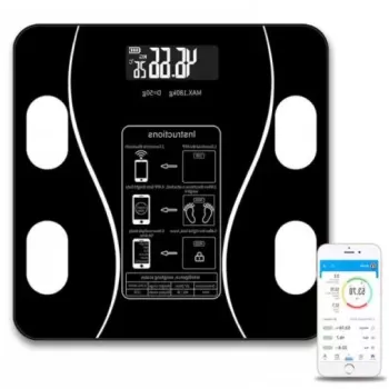 Cantar corporal cu ecran digital Iluminat, aplicatie smart, compatibil android/Ios, conectare bluetooth, termometru, 180 Kg Max imagine
