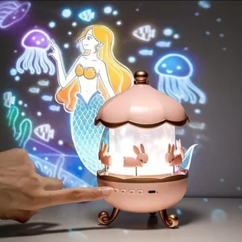 Carusel iepurasi cu proiectie stelara si muzica 360? - lampa veghe copii, 12 de Moduri de Lumina imagine