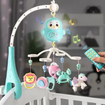 Carusel rotativ muzical pentru patut bebelus, cu telecomanda imagine