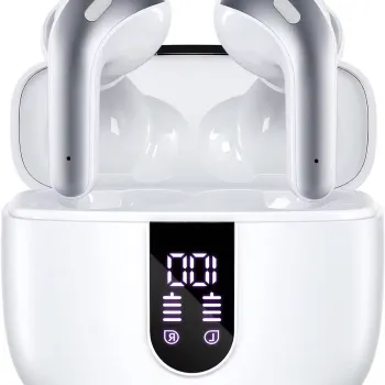 Casti Wireless In-Ear Bluetooth 5.4 Rezistente la Apa cu Display Baterie si Fast Pairing imagine